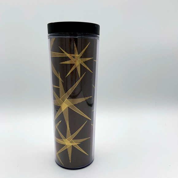 Starbucks‎ 2013 Grande Tumbler Black Gold Starburst Insulated Travel Cup Retro - Picture 2 of 12